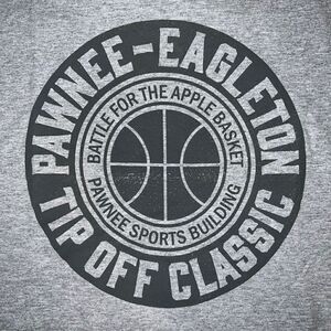 Parks & Recreation Pawnee Eagleton Tip Off Grey T-Shirt Unisex Large